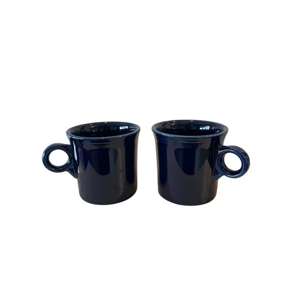 Dark Blue Navy FIESTA mugs set of 2 classic ring handle USA MADE - Picture 1 of 9
